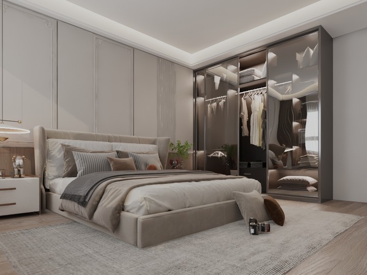 تصميم جناح استقبال و نوم فى مبنى الأمن