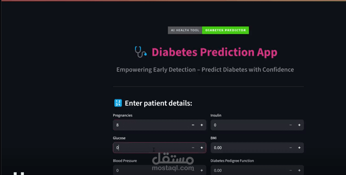 Diabetes Prediction Web App using AI