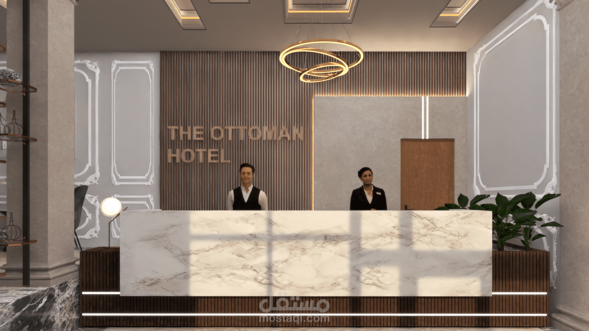 تصميم بهو فندق ومقهى (Hotel Lobby & Coffee Shop Design)