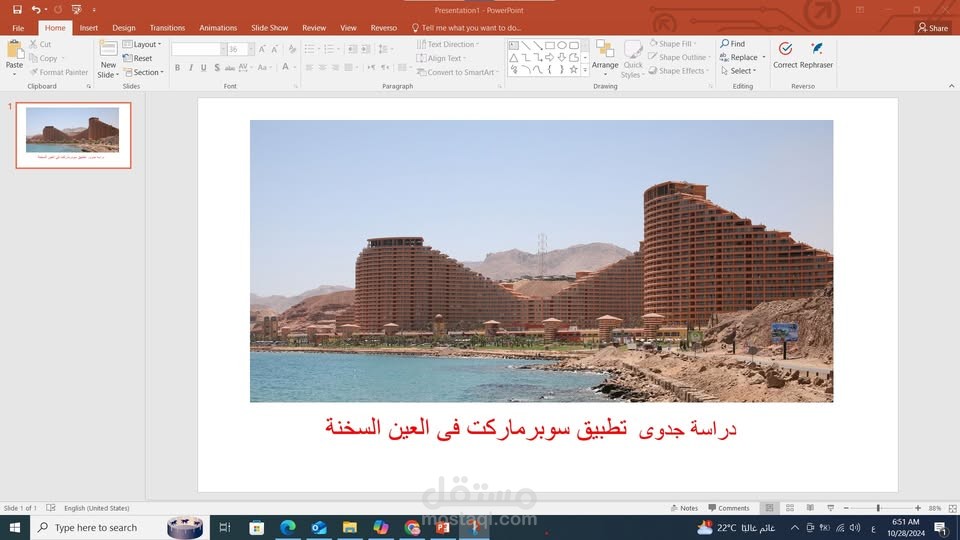 دراسة جدوى مشروع تطبيق  سوبر ماركت فى العين السخنة