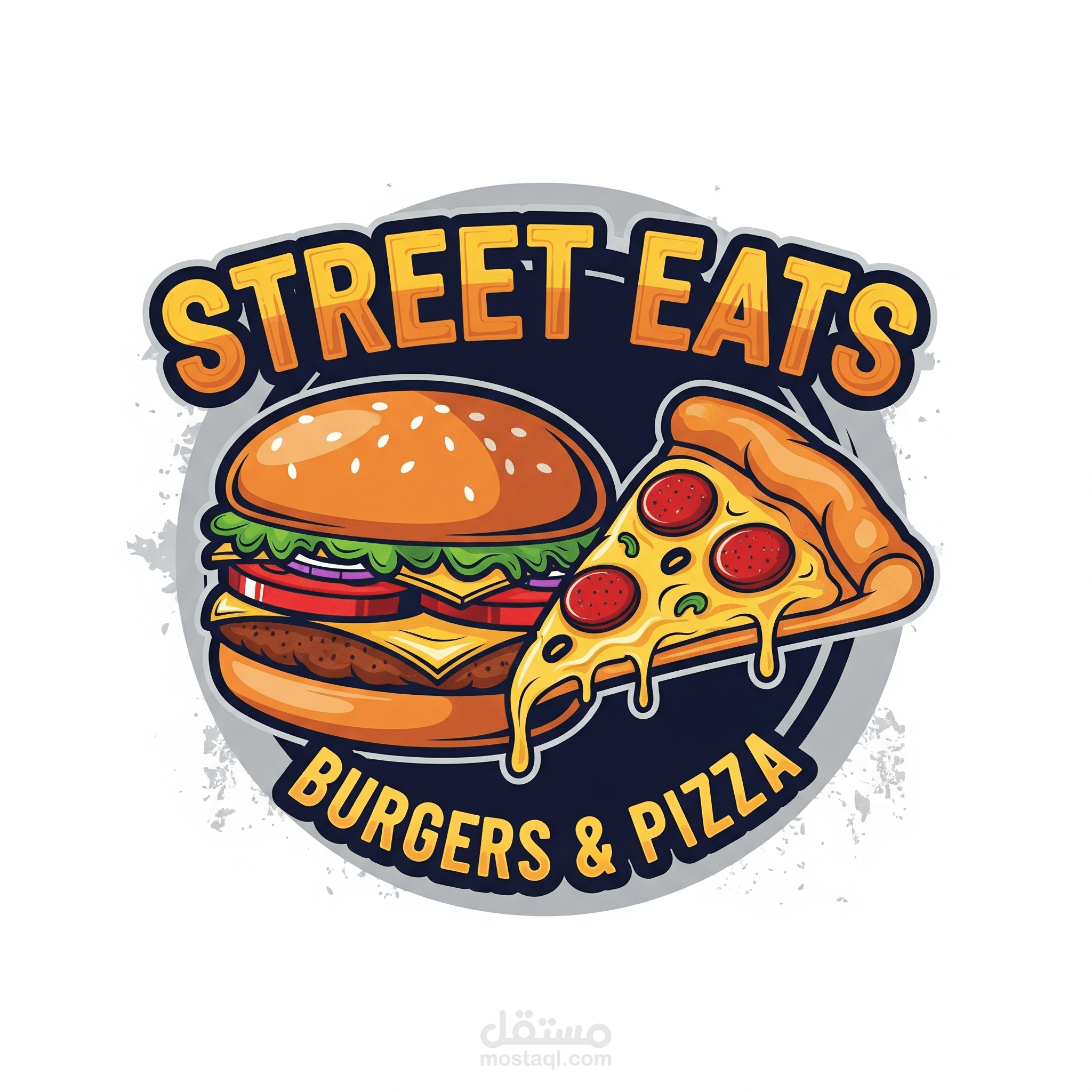 تصميم شعار لعلامة تجارية "Street Eats" للمأكولات السريعة.