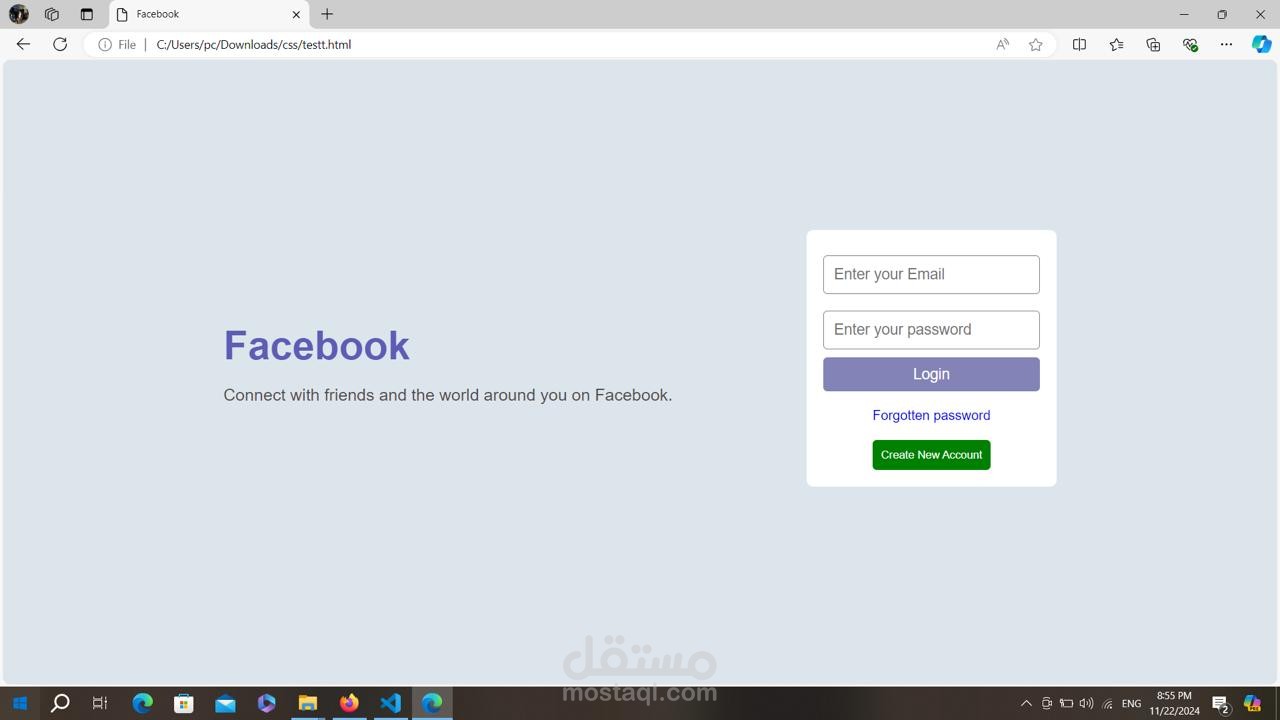Facebook Login Page