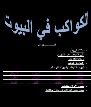 كتاب الكواكب في البيوت يشرح بالتفصيل دلالات الكواكب في البيوت