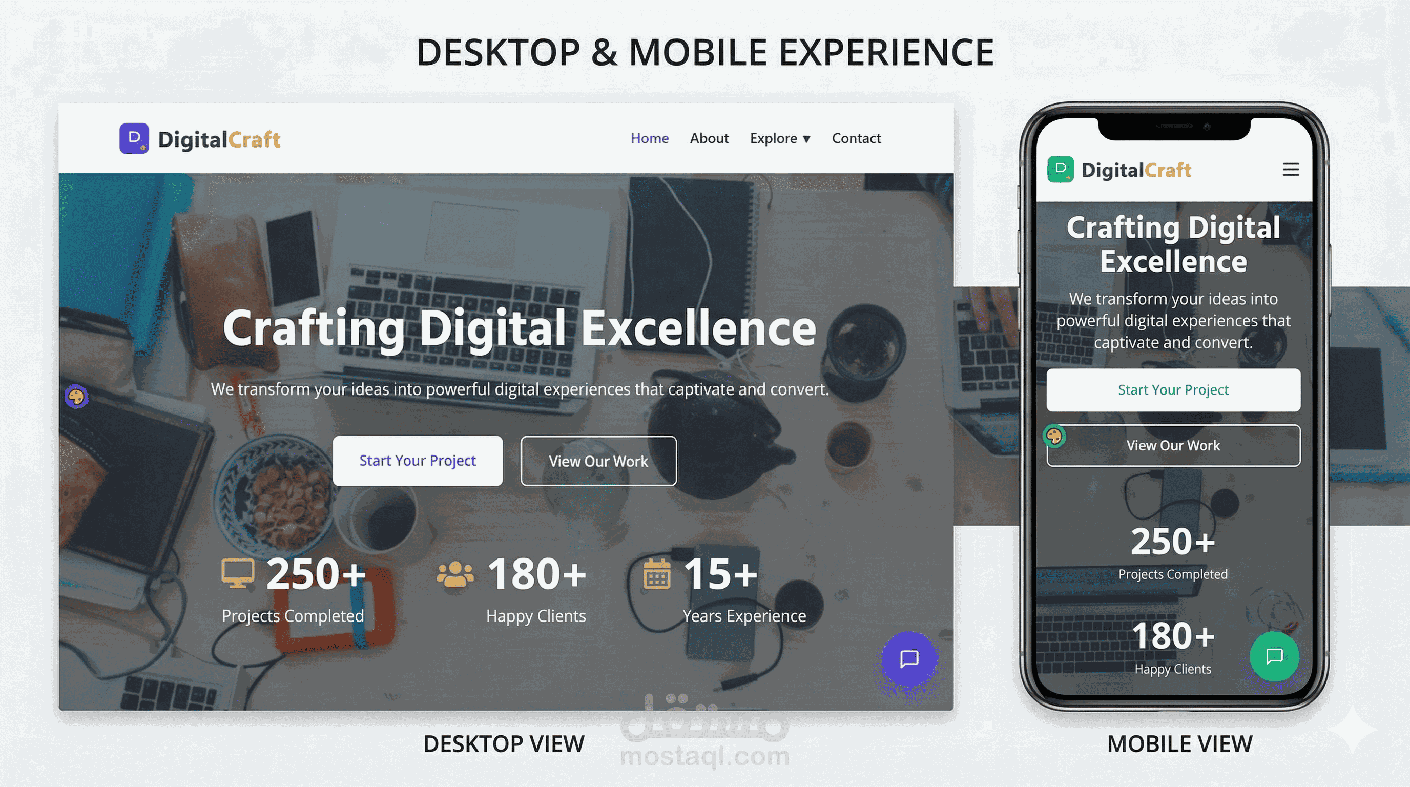 موقع خدمات رقمية احترافي (Digital Services Website - DigitalCraft)
