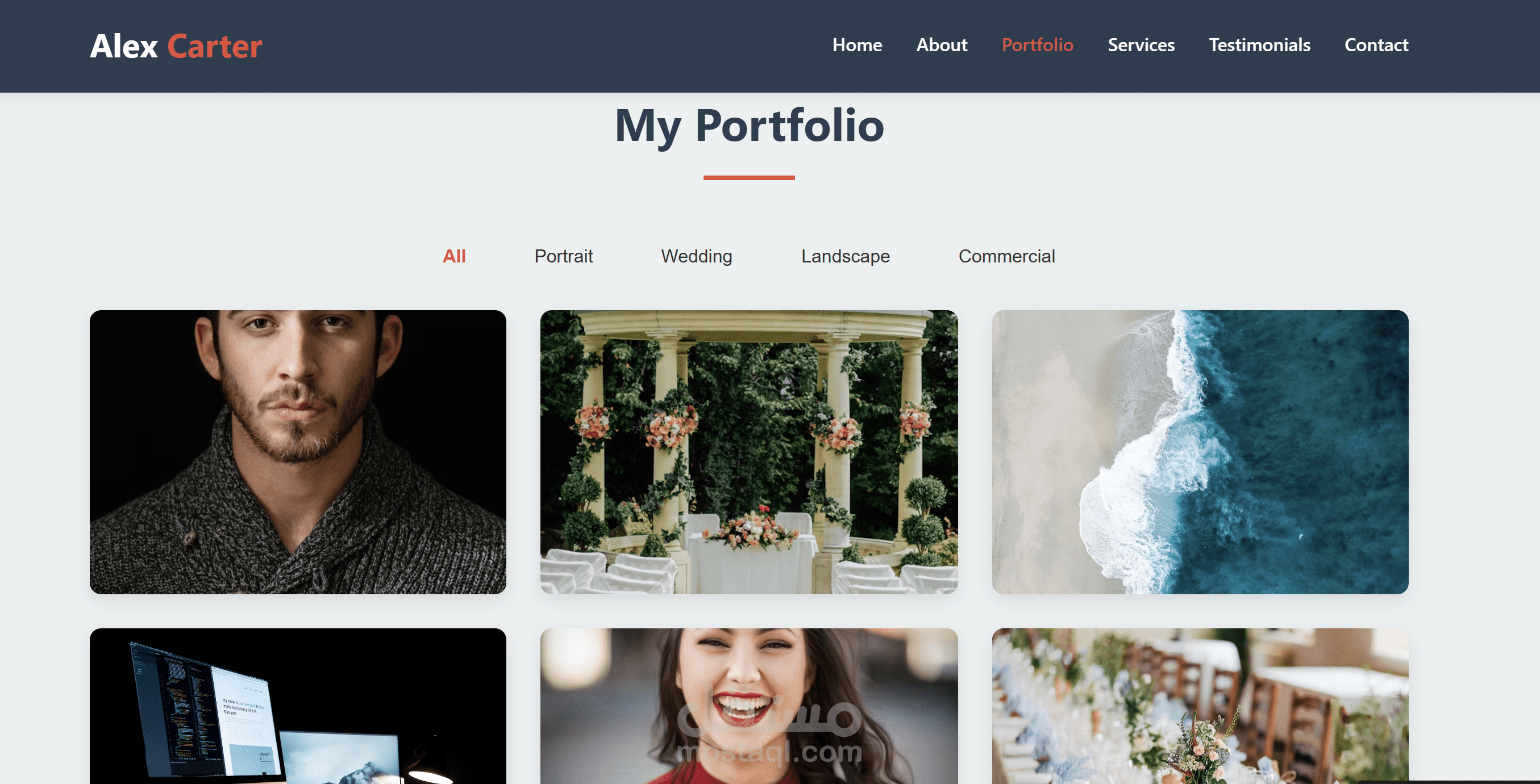 صفحة هبوط لمحفظه أعمال مصور محترف (a Photographer Portfolio)