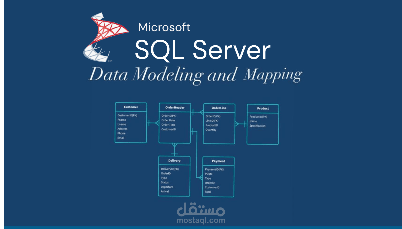 بناء هيكل قاعدة بيانات منظمة ومرتبة (Mapping/Schema)  باستخدام SQL Server