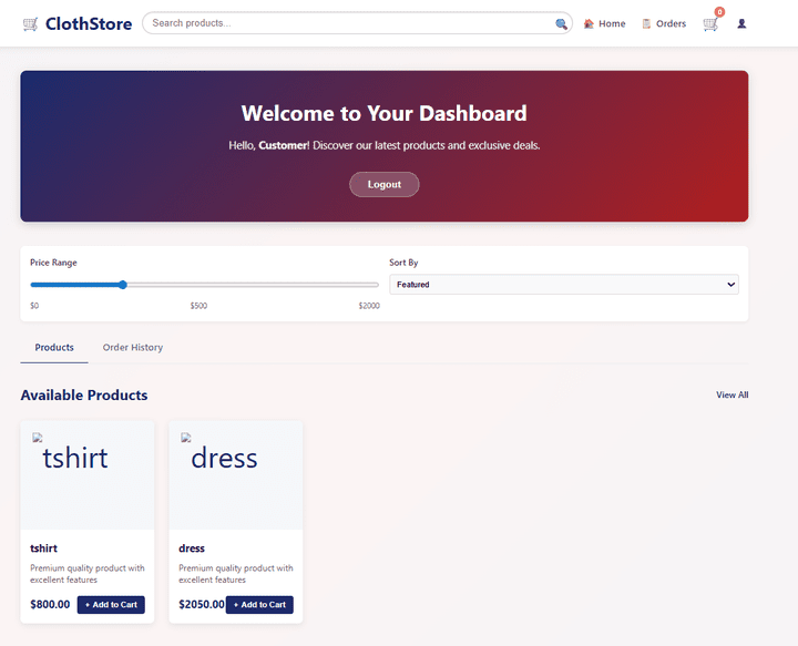 تصميم واجهة مستخدم (UI) لموقع ويب لعلامة تجارية للملابس
