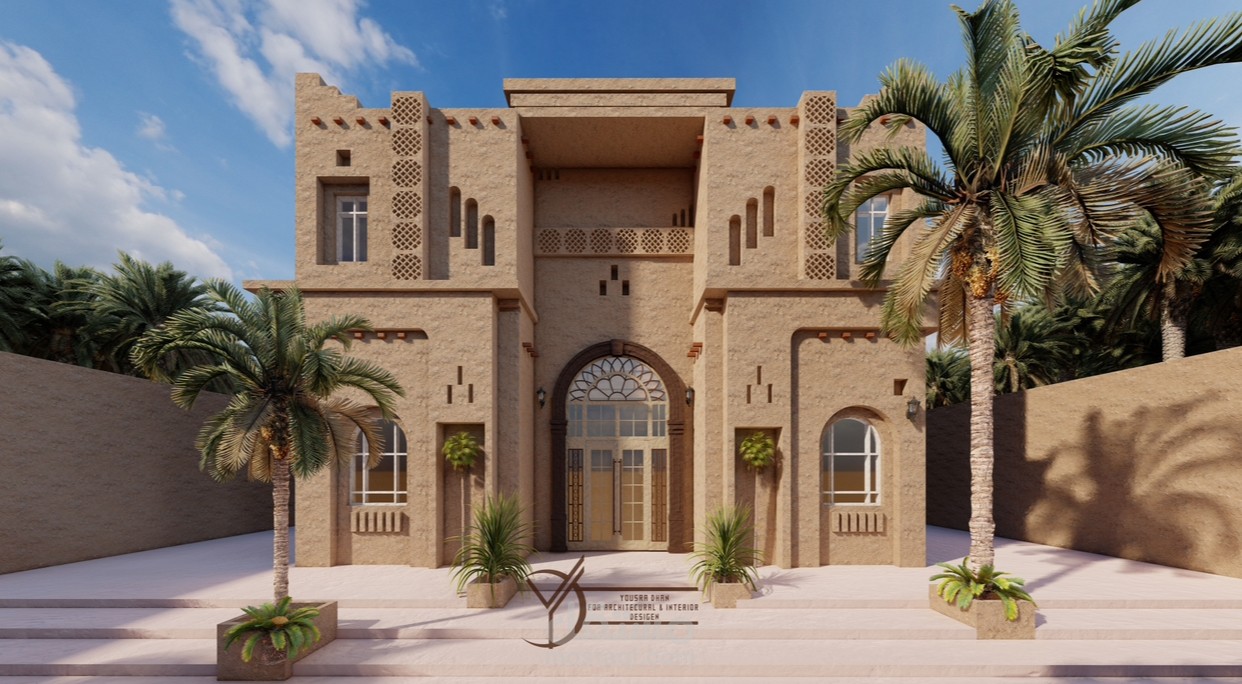 مشروع تصميم واجهة منزل – طراز تراثي عصري