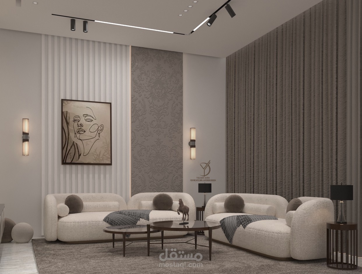تصميم داخلي عصري لغرفة معيشة فاخرة