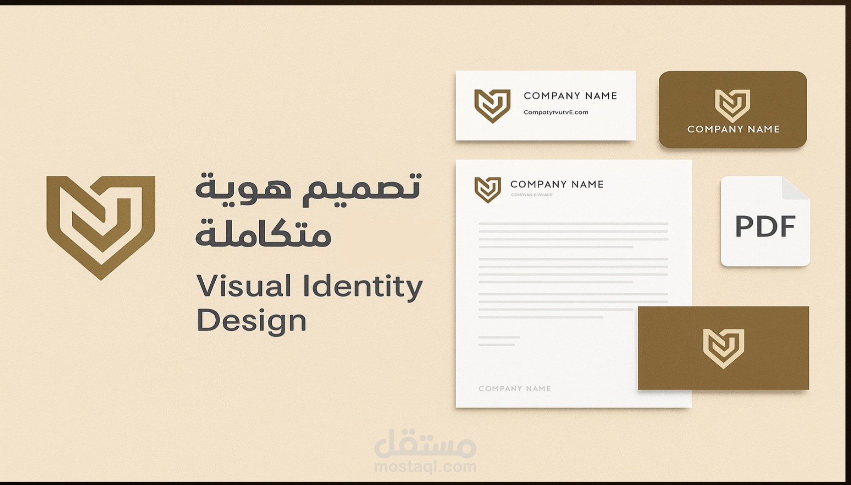 تصميم هوية بصرية عربية وإنجليزية كاملة لشركة بأسلوب احترافي ومعاصر