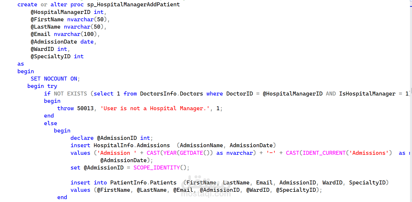 قاعدة بيانات كاملة  ل Hospital Management System