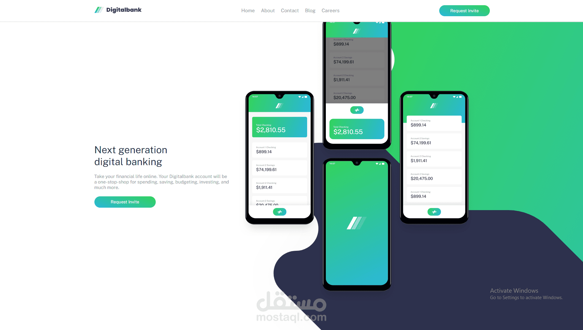 Digitalbank landing page