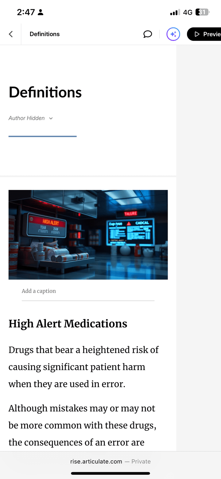 نموذج عمل لكورس إلكتروني قمتُ بتصميمه على منصة Articulate Rise.