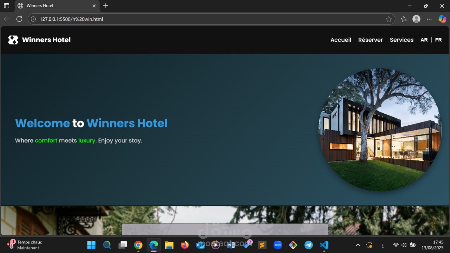 تصميم موقع فندقي احترافي – Winners Hotel