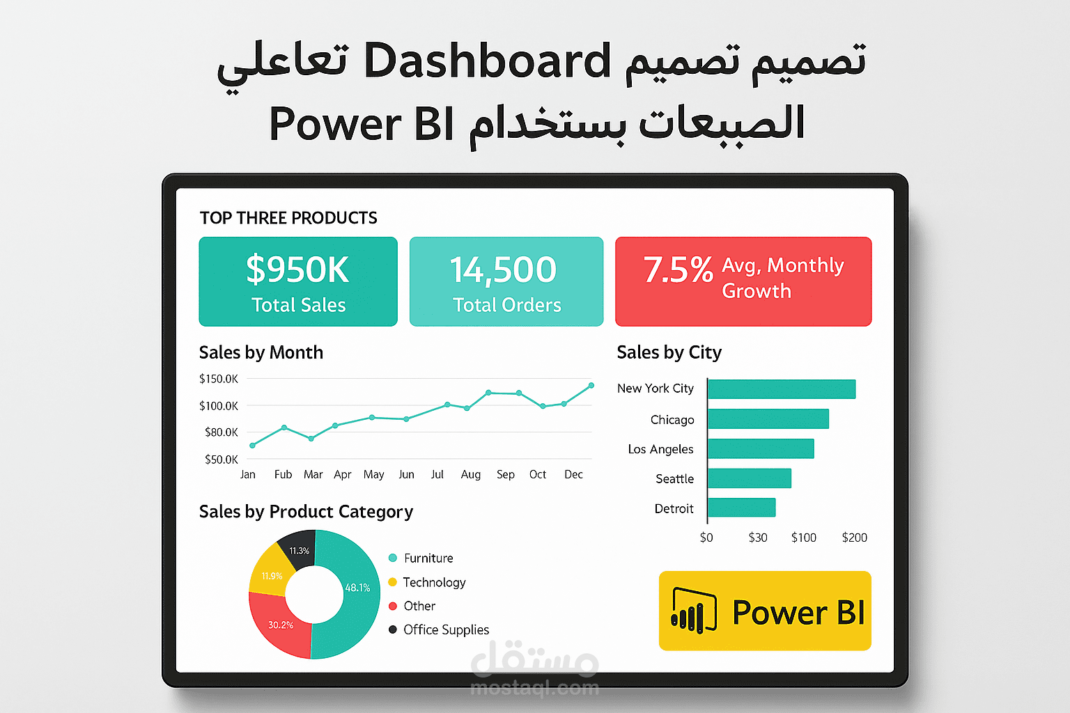 : تحليل مبيعات باستخدام Power BI
