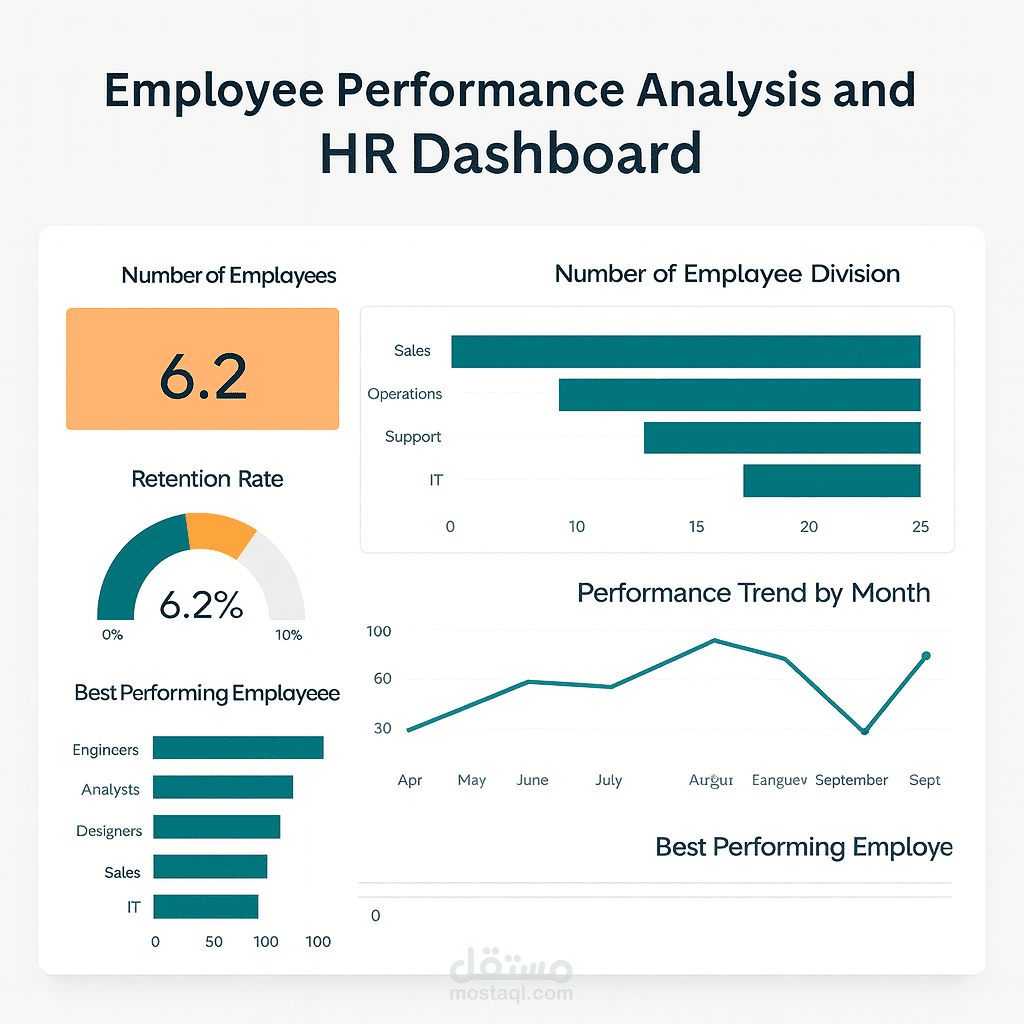 تحليل أداء الموظفين وإنشاء لوحة موارد بشرية HR Dashboard