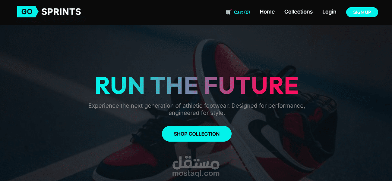 تصميم موقع تجارة إلكترونية للأحذية الرياضية