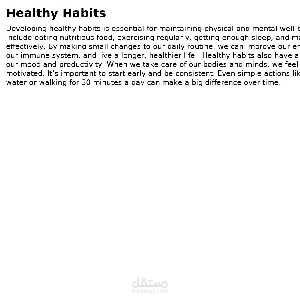 Original English Content Writing – Healthy Habits