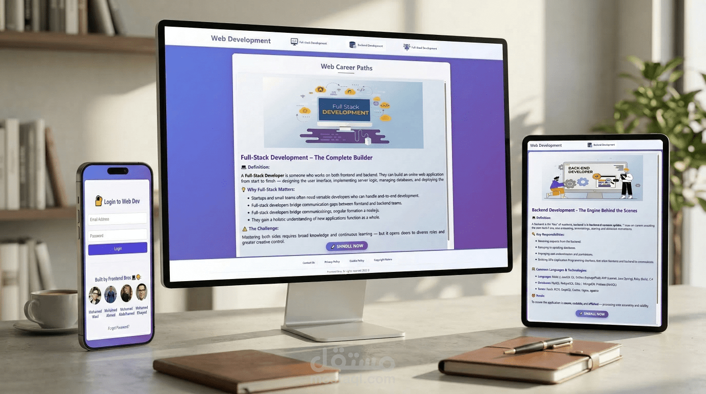 منصة إرشادية لتعلم مسارات Web Development