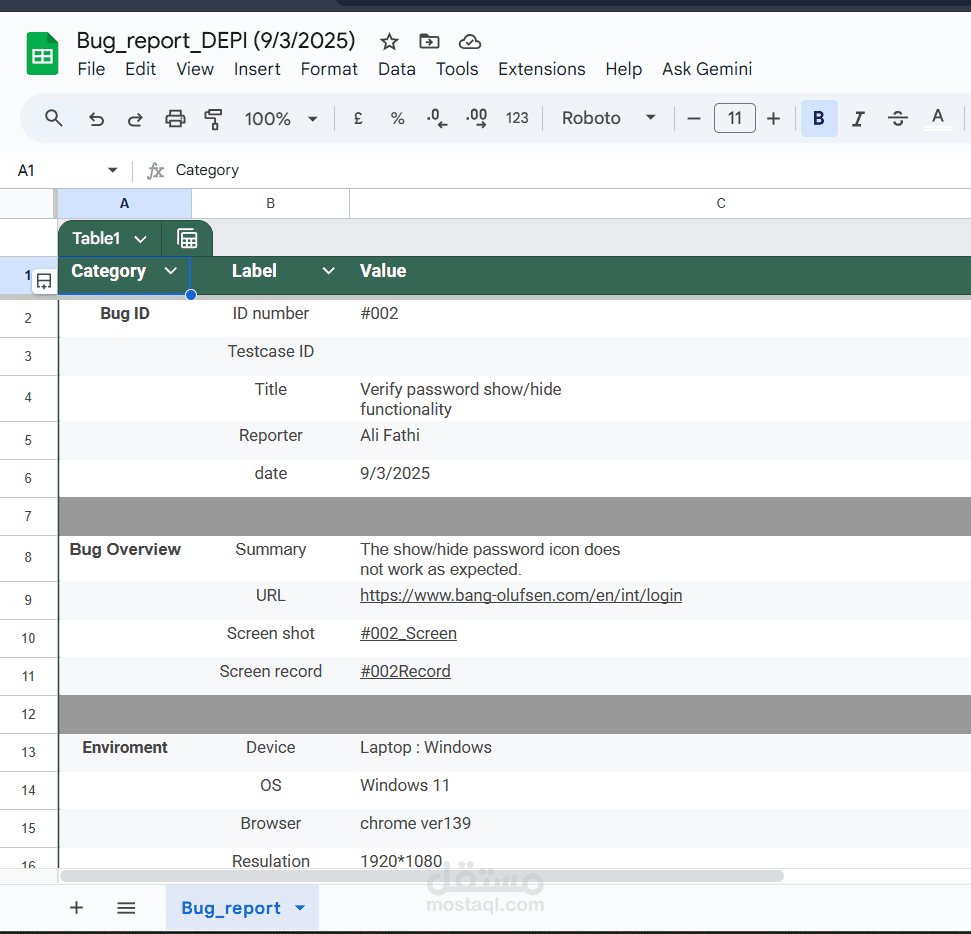 إعداد تقارير أخطاء (Bug Reports) لموقع Wasllatech.com