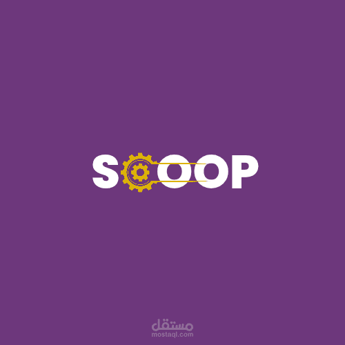 شعار مبتكر لعلامة SCOOP بأسلوب دمج التروس والحركة
