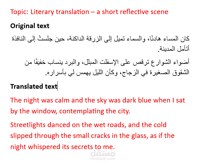 Literary translation - a short reflective scene