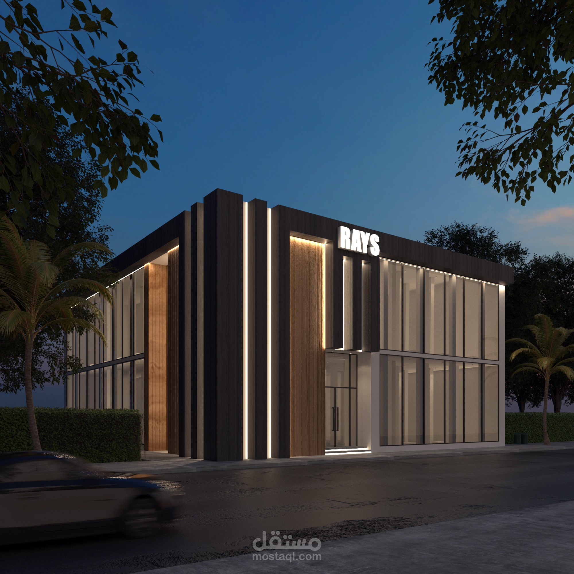 رندر تصميم خارجي لكافيه