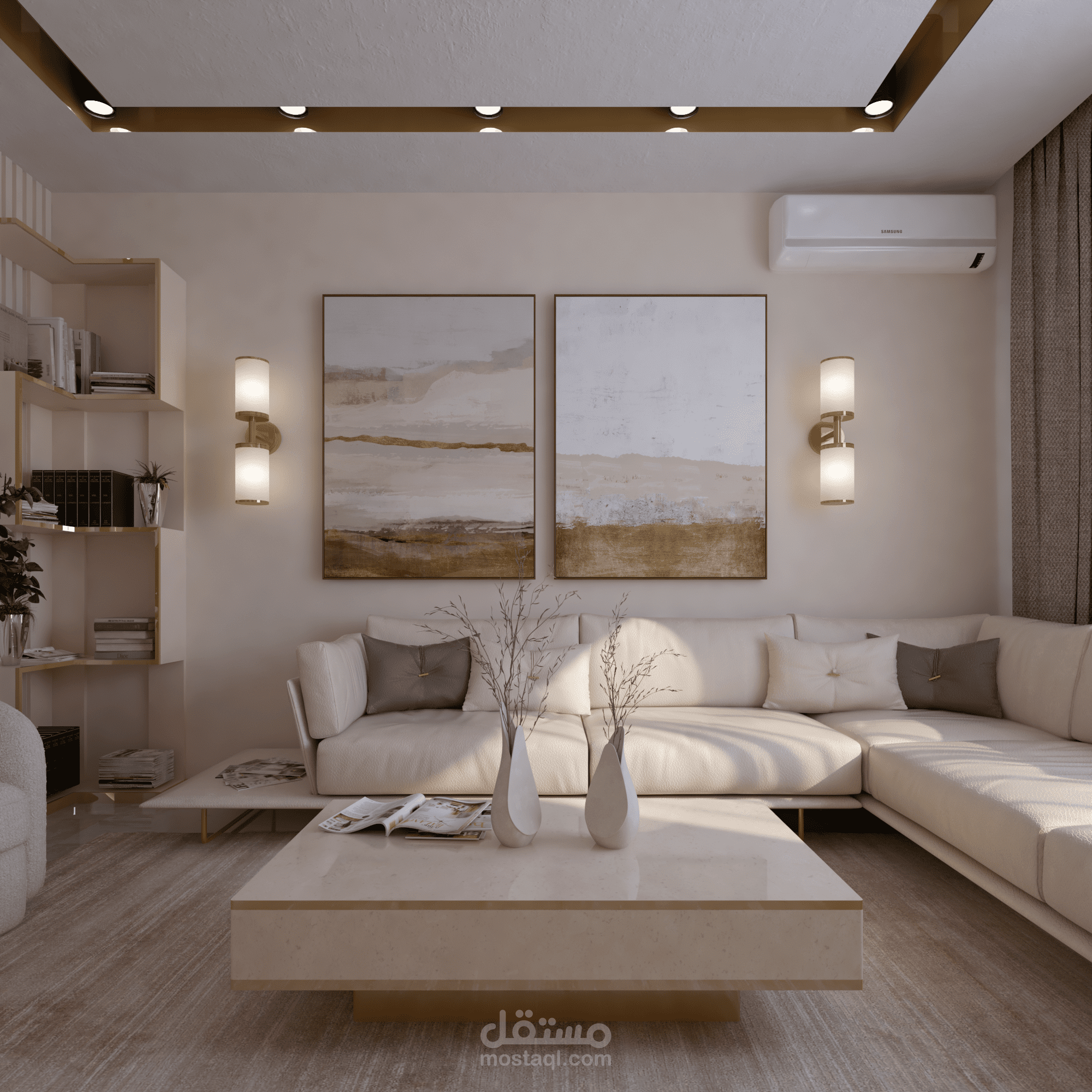 تصميم داخلي لغرفة معيشة في مصر