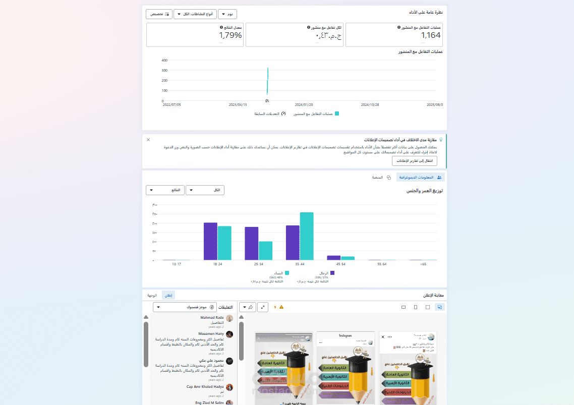 اعلان فيسبوك لصفحة اكاديمية تعليمية