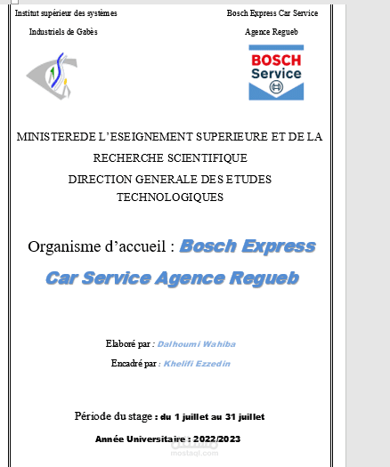 rapport de stage ouvrier
