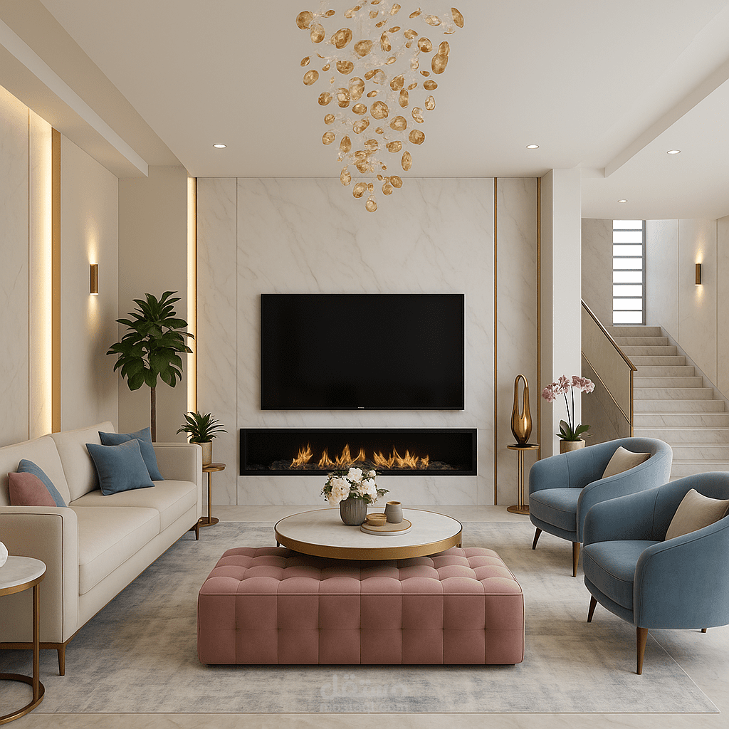 تصميم داخلي لشقة سكنية الطراز المودرن