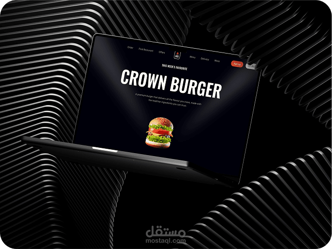 Modern & Minimalist Landing Page: Crown Burger Showcase