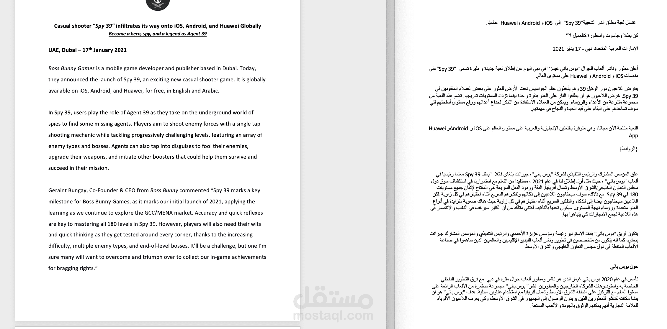 الترجمة (عربية / إنجليزية)