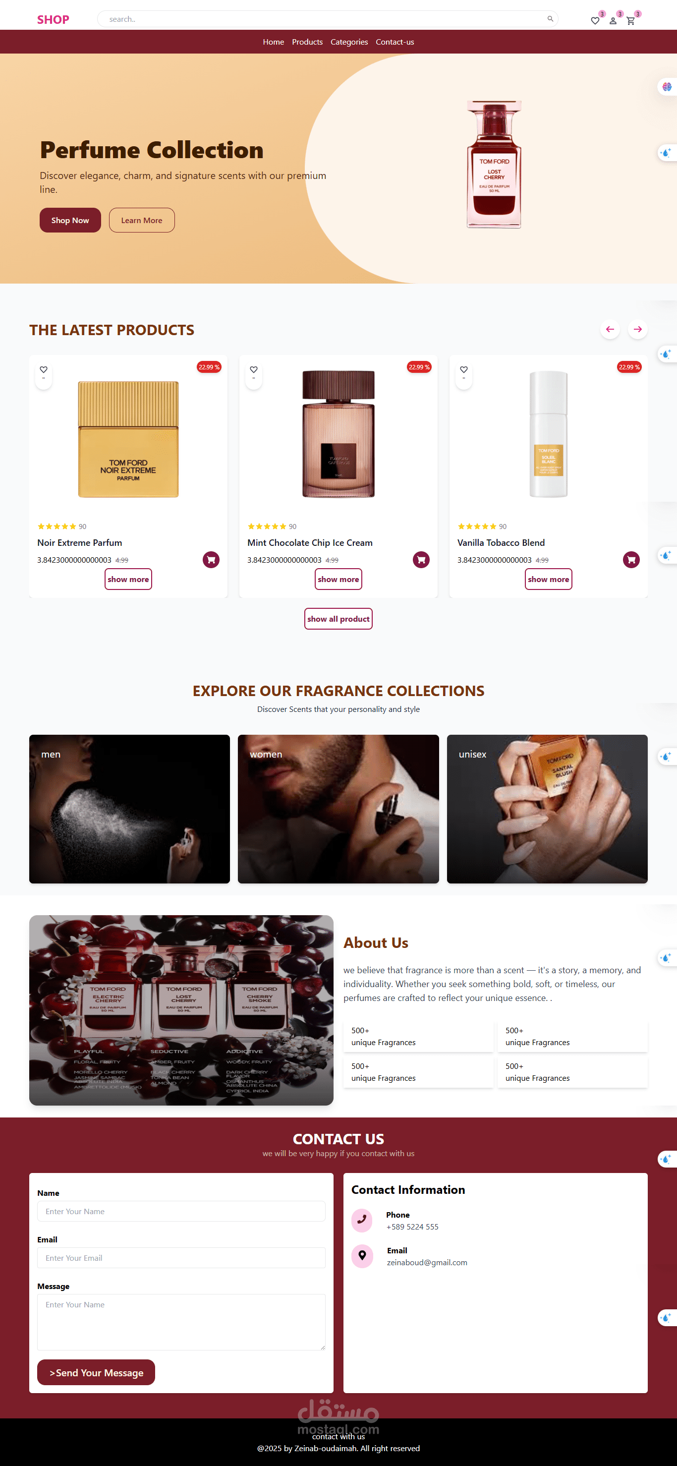 متجر عطور الكتروني-Perfumes Store باستخدام vue.js