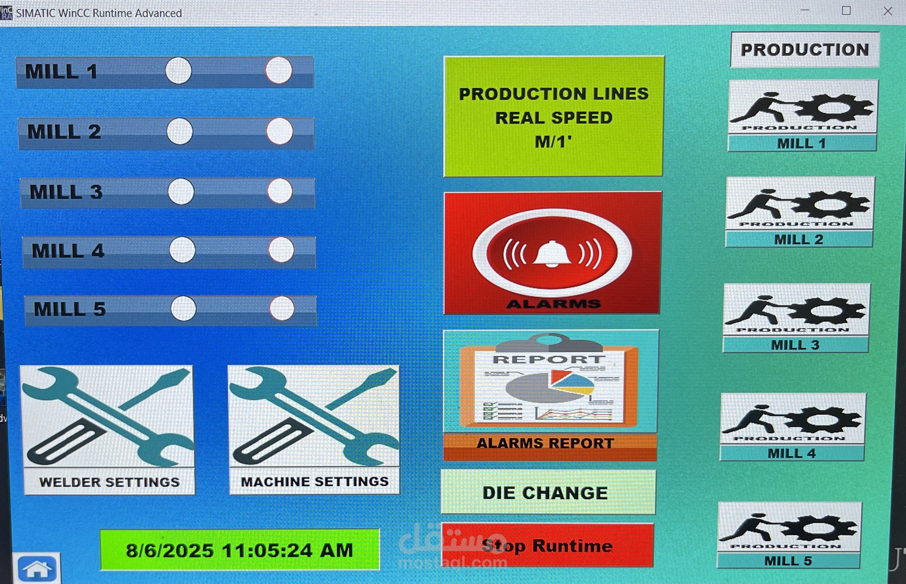 programming and configuring SCADA (Supervisory Control and Data Acquisition) screens to control and monitor the production lines of a steel manufacturing plant