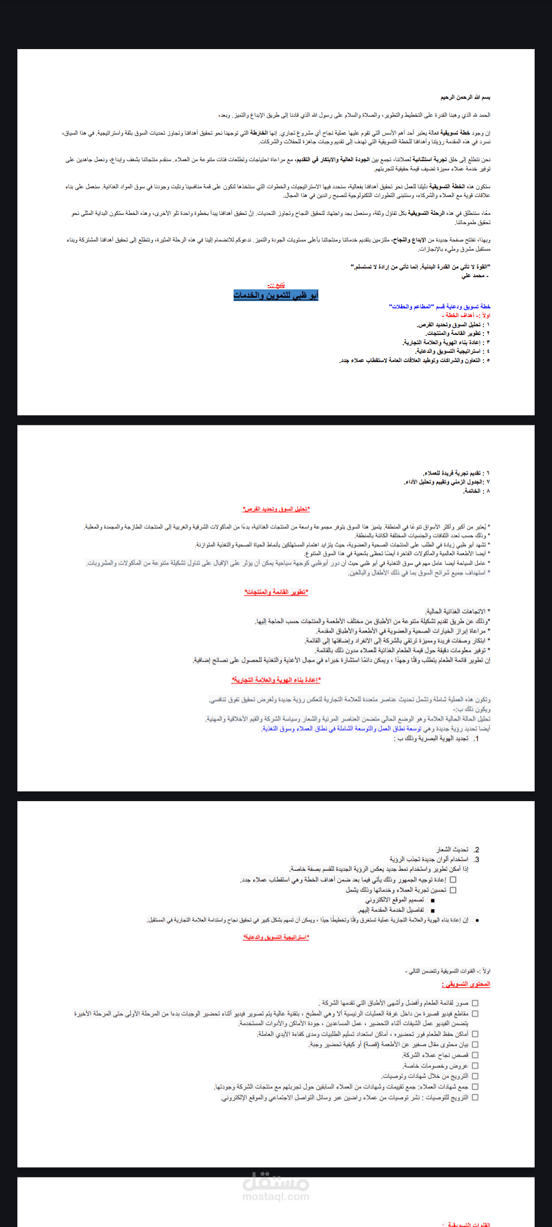 خطة تسويق لشركة في ابو ظبي الامارات العربية المتحدة