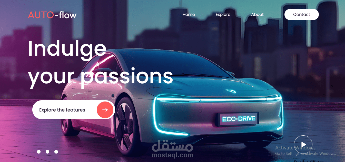 تطوير واجهة موقع ترويجي لمنتج تقني في مجال السيارات الذكية