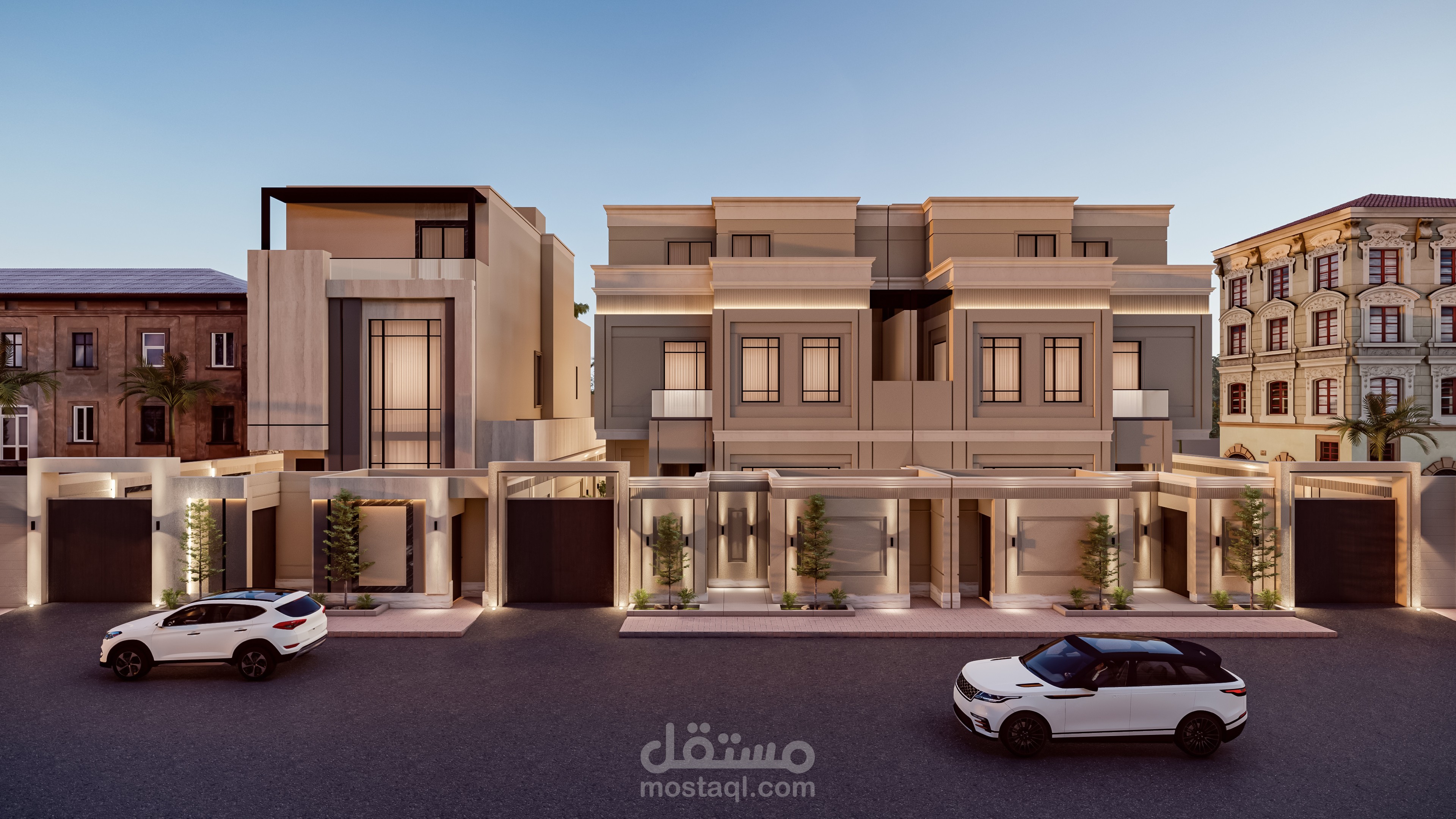 تصميم واجهة مجمع فلل سكنية - المملكة العربية السعودية