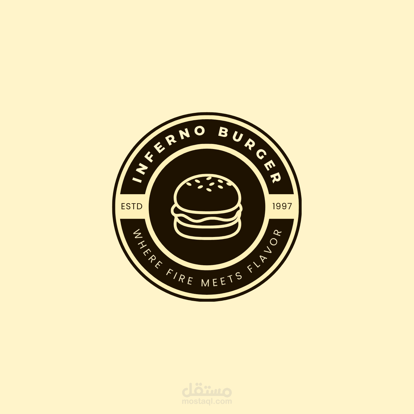 Inferno Burger – Vintage Badge Logo Design