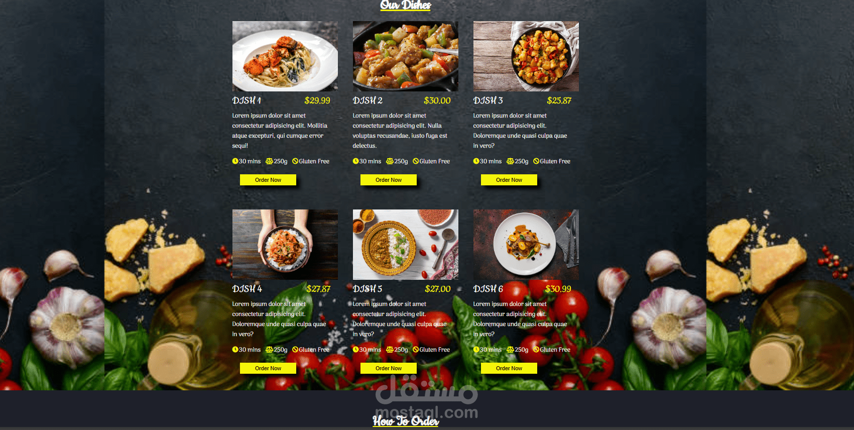 موقع إلكتروني متجاوب لمطعم باستخدام HTML وCSS وJavaScript