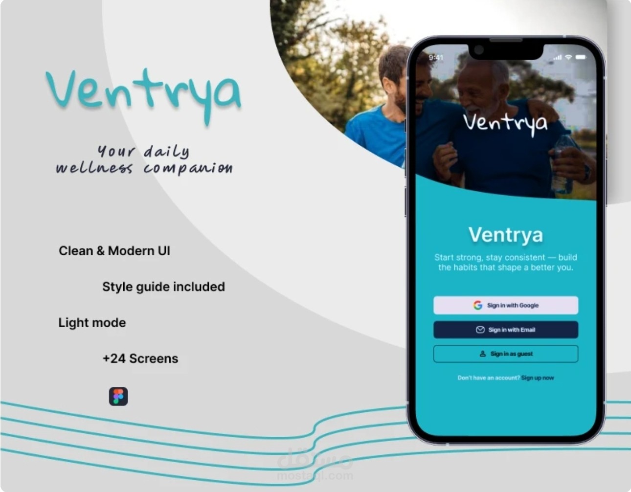 تصميم واجهات تطبيق Ventrya لتتبع الصحة – UI/UX Design