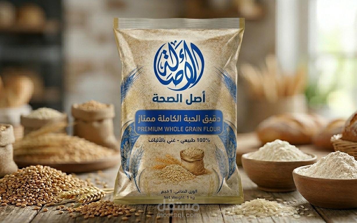 من التقليدية إلى الفخامة: إعادة ابتكار تصميم أكياس دقيق الحبة الكاملة (براند الأصالة)
