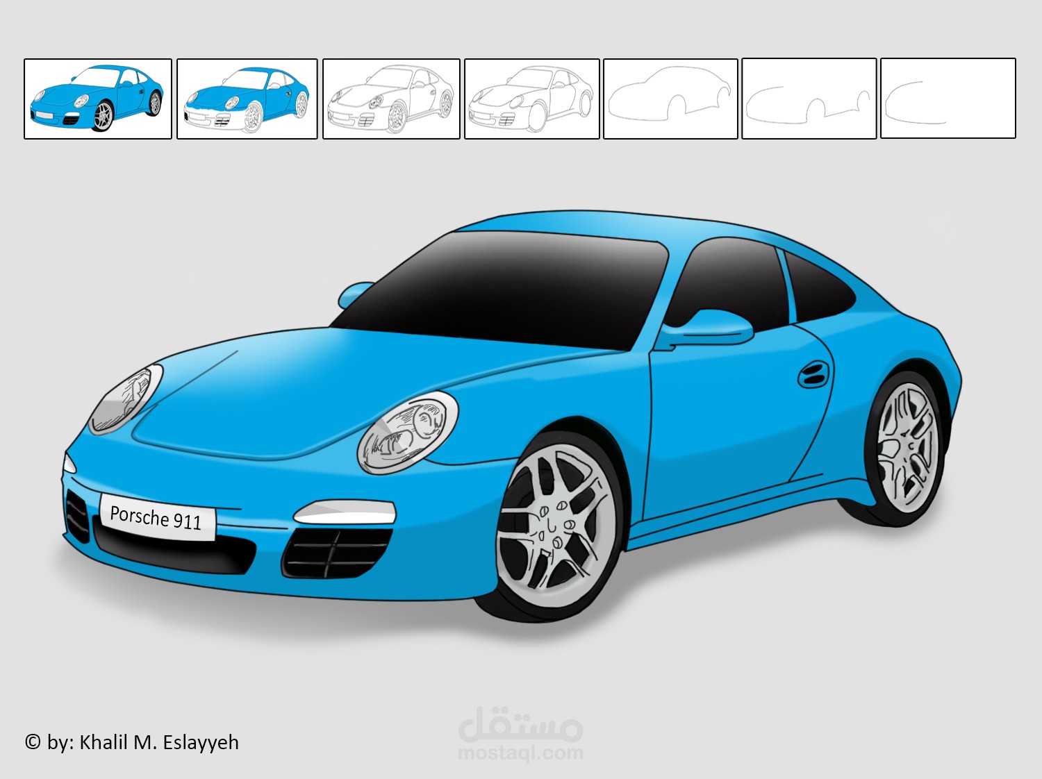 رسم وتصميم سيارة Porsche 911