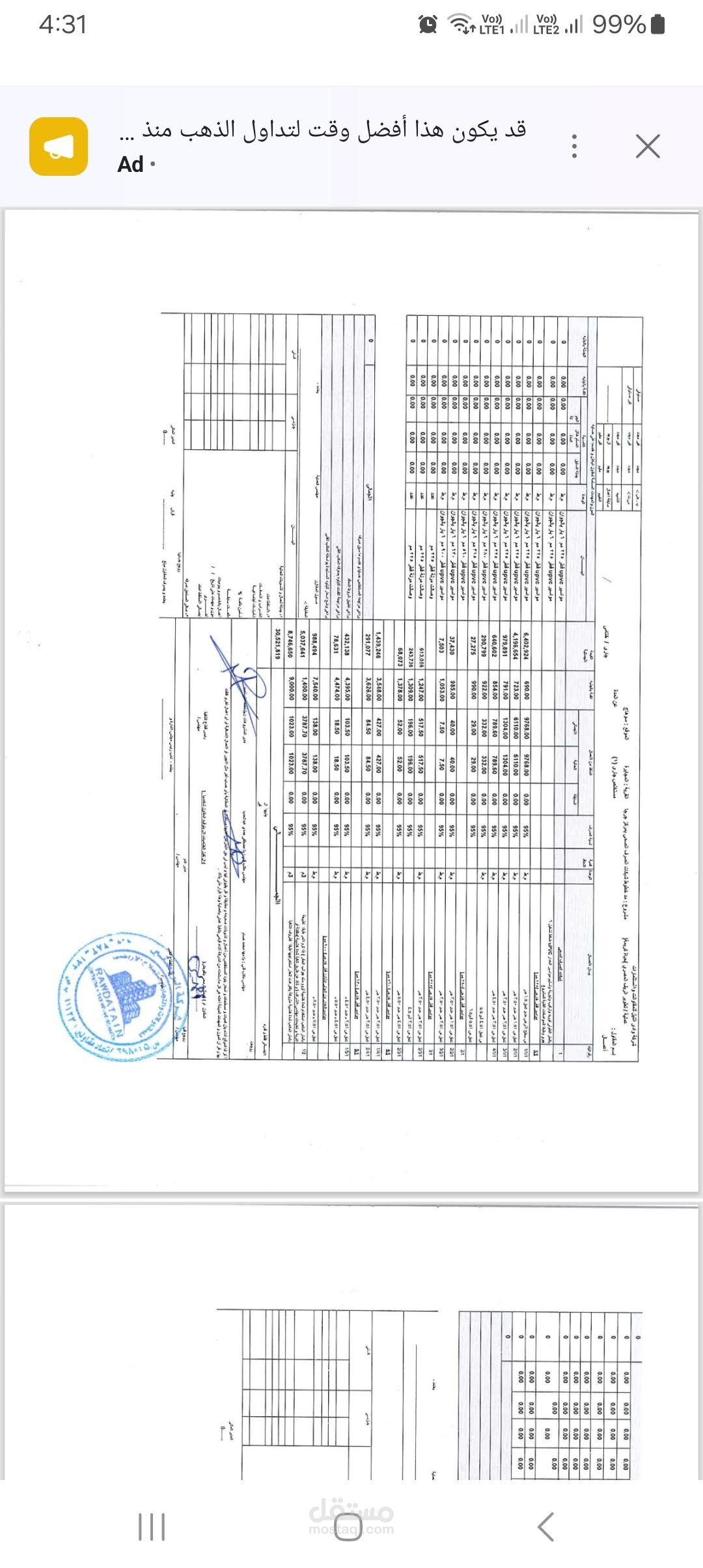 عمل مستخلص لشركة المقاولات مع شركة الانتاج الحربى