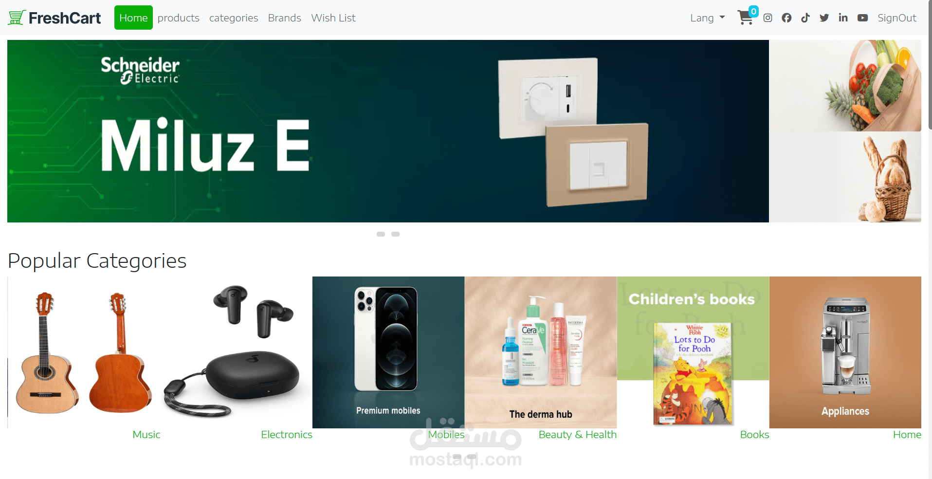 Fresh Cart – تطبيق واجهة متجر إلكتروني Frontend