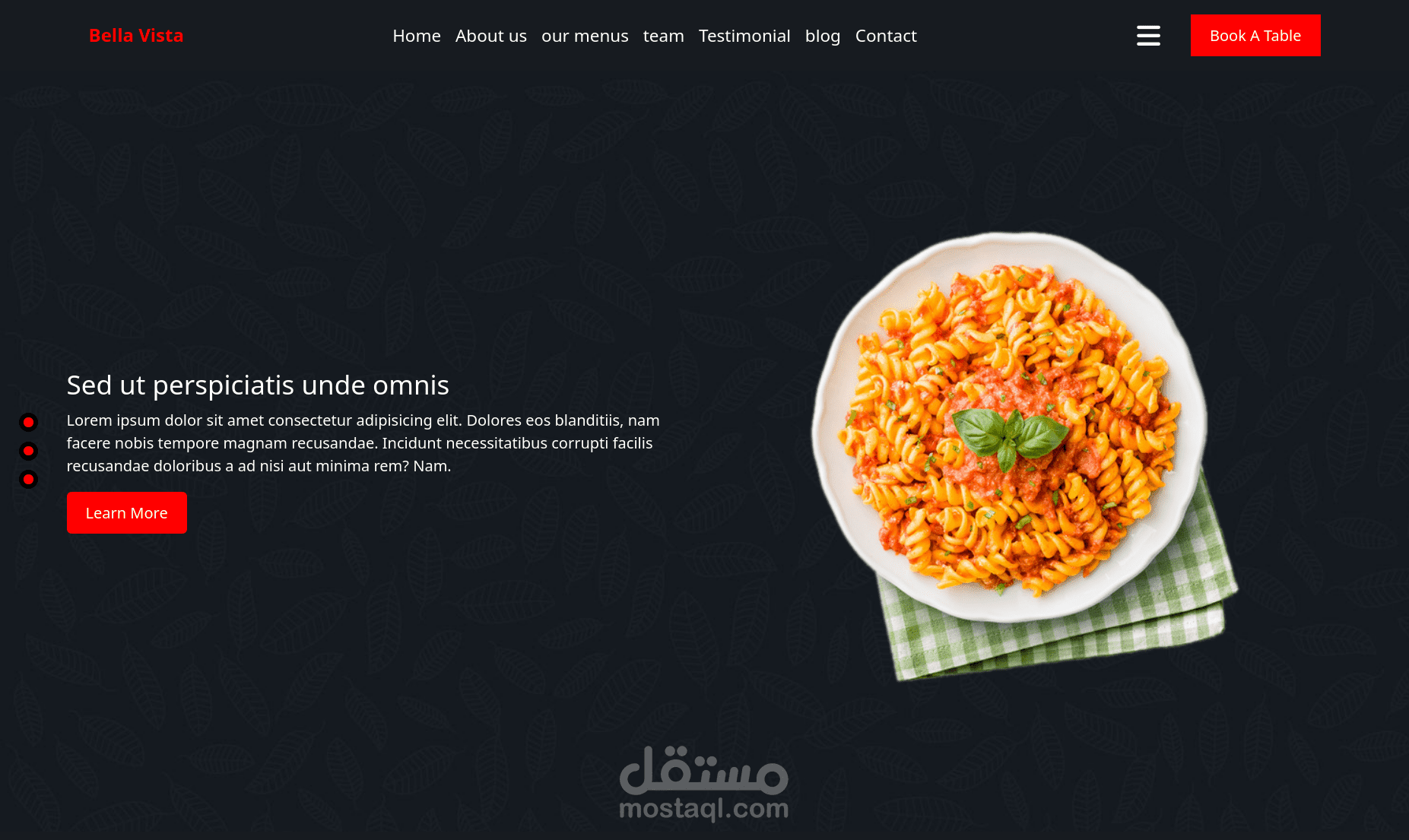 واجهة  موقع أمامية لمطعم بتصميم عصري