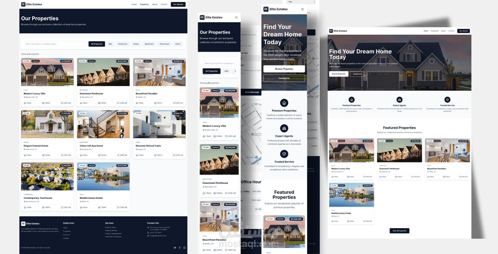 تطوير موقع عقاري احترافي – Elite Estates