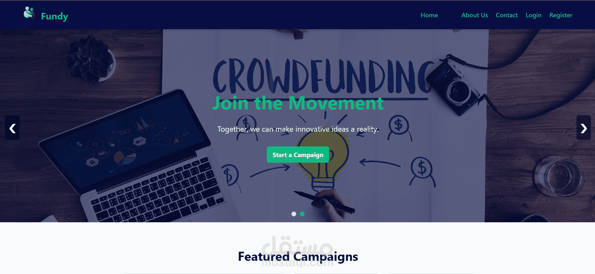 تطوير منصة Fundy للتمويل الجماعي لدعم الأفكار والمشاريع