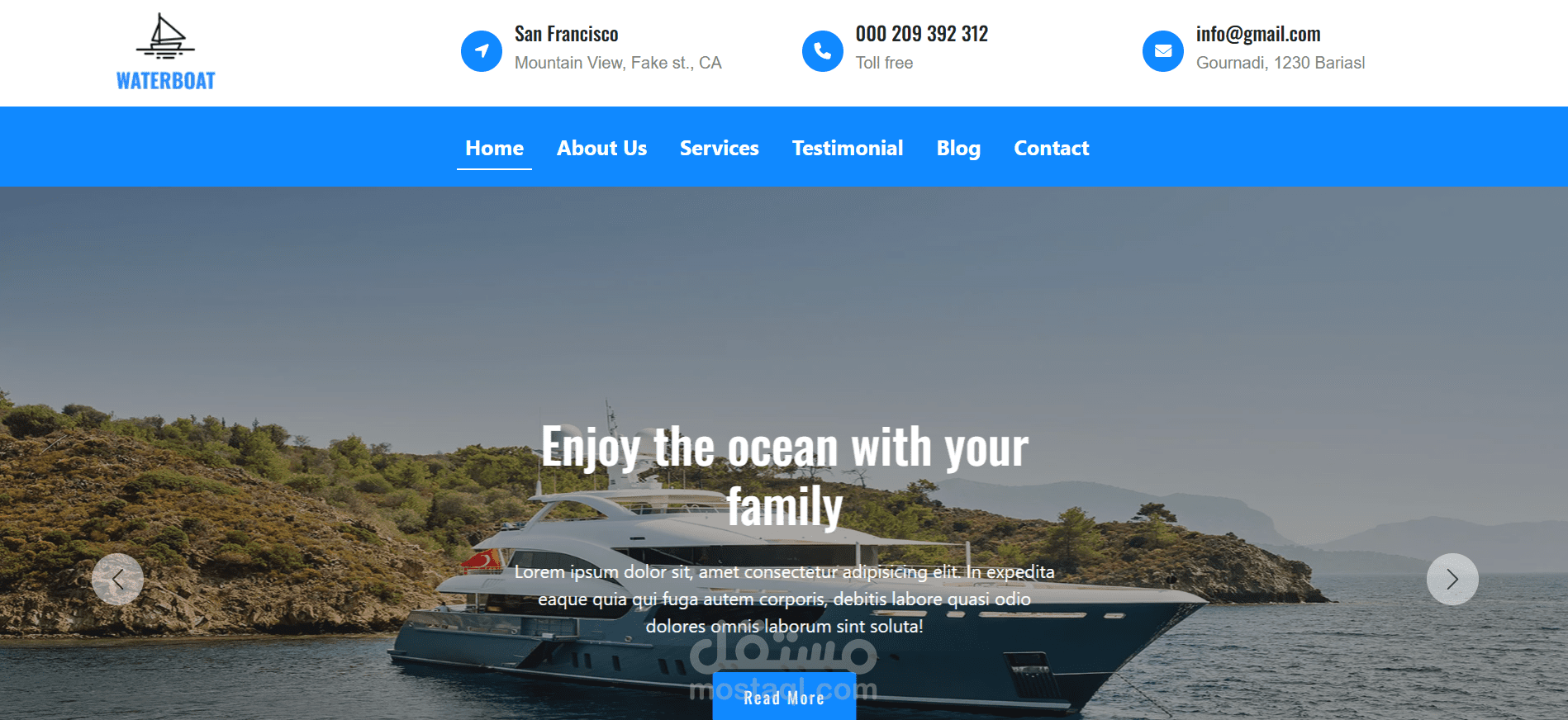 تطوير قالب WaterBoat لموقع تأجير اليخوت وحجز الرحلات البحرية