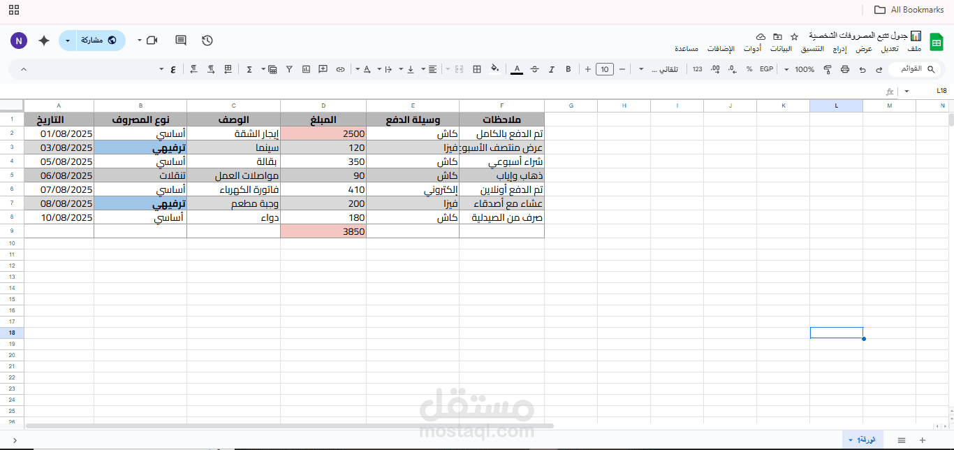 "إنشاء جدول بيانات مع التنسيق والتجميع باستخدام Google Sheets"